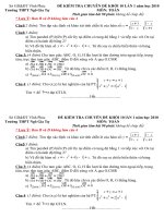ĐỀ VÀ ĐÁP ÁN THI ĐAI HỌC CHO KHỐI 10 LẦN 1