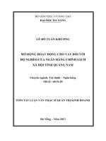 Mở rộng hoạt động cho vay đối với hộ nghèo của ngân hàng chính sách xã hội tỉnh quảng nam 