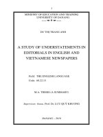 A study of understatements in editorials in english and vietnamese newspapers 