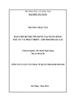 Hạn chế rủi ro tín dụng tại ngân hàng đầu tư và phát triển   chi nhánh gia lai 