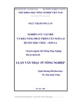 Luận văn nghiên cứu vai trò và khả năng phát triển cây ngô lai huyện mọc châu, huyện sơn la 