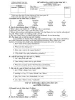 Tài liệu Đề thi lớp 5 môn Tiếng Anh 5 HK I