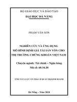 Nghiên cứu và ứng dụng mô hình định giá tài sản vốn cho thị trường chứng khoán việt nam 