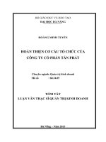 Hoàn thiện cơ cấu tổ chức của công ty cổ phần tấn phát 