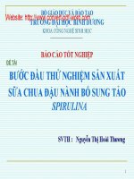 Đề tài bước đầu thử nghiệm sản xuất sữa chua đậu nành bổ sung tảo Spirulina