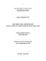 Hệ thống chỉ tiêu đánh giá chất lượng các phần mềm kế toán việt nam 