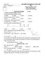 Đề kiểm tra Toán 4 cuối kì 1