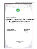 Seminar: CHẨN ĐOÁN VIRUS CÚM GIA CẦM BẰNG KỸ THUẬT NUÔI CẤY PHÔI TRỨNG