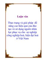 Luận văn: Thực trạng và giải pháp để nâng cao hiệu quả của đào tạo và sử dụng nguồn nhân lực phục vụ cho sự nghiệp công nghiệp hoá, hiện đại hoá ở Việt Nam