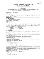 Mẫu biên bản tổ chức kiểm tra CL HKI - Năm học 2010-2011(PGD&ĐT)