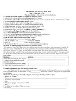 Gián án Đề Kiểm tra Học kì I Anh 7