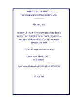 [Luận văn]nghiên cứu góp phần hoàn thiện hệ thống trồng trọt nhằm sử dụng hợp lý nguồn tài nguyên thiên nhiên tại huyện nga sơn, tỉnh thanh hoá 
