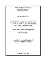 Các nhân tố ảnh hưởng đến ý định sử dụng dịch vụ 3g nghiên cứu thực tiễn tại thành phố đà nẵng  