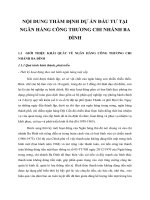 NỘI DUNG THẨM ĐỊNH DỰ ÁN ĐẦU TƯ TẠI NGÂN HÀNG CÔNG THƯƠNG CHI NHÁNH BA ĐÌNH