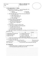 Kiểm tra 1 tiết Sinh 7 HKI