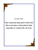 Luận văn thực trạng hoạt động quản lí danh mục đầu tư tại công ty chứng khoán ngân hàng đầu tư và phát triển việt nam