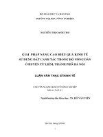 Luận văn giải pháp nâng cao hiệu quả kinh tế sử dụng đất canh tác trong hộ nông dân ở huyện từ liêm, thành phố hà nội 