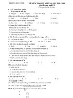 Đề kiểm tra học kì I công nghệ 9