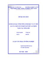 Đánh giá đặc tính nông sinh học và ưu thế lai của một số tổ hợp ngô nếp lai triển vọng tại sông bôi 