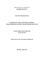 Giải quyết việc làm cho lao động nông thôn huyện phú ninh, tỉnh quảng nam 