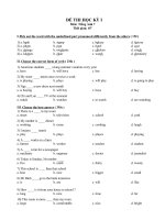 đề kiểm tra HKI tiếng anh7