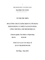 Đo lường chất lượng dịch vụ tín dụng khách hàng cá nhân tại ngân hàng công thương, chi nhánh hội an 