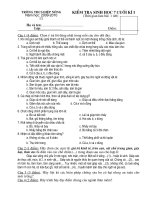 Bài soạn Kiểm tra cuối kì I - Sinh 7