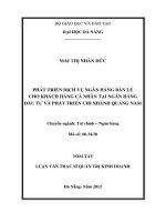 Phát triển dịch vụ ngân hàng bán lẻ cho khách hàng cá nhân tại ngân hàng đầu tư và phát triển chi nhánh quảng nam 