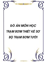 ĐỒ ÁN MÔN HỌC TRẠM BƠM THIẾT KẾ SƠ BỘ TRẠM BƠM TƯỚI