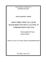 Hoàn thiện công tác lập kế hoạch kiểm toán báo cáo tài chính tại công ty TNHH deloitte việt nam 