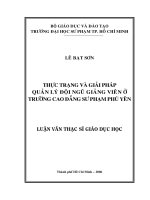 THỰC TRẠNG VÀ GIẢI PHÁP QUẢN LÝ ĐỘI NGŨ GIẢNG VIÊN Ở TRƯỜNG CĐSP PHÚ YÊN