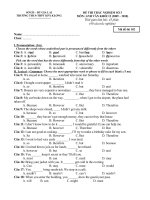 Bài giảng lớp 12-kiểm tra 45'''' số 3