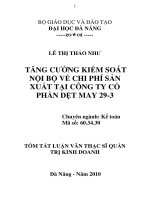 Tăng cường kiểm soát nội bộ về chi phí sản xuất tại công ty cổ phần dệt may 29 3 