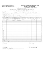 Bảng kê dạy ngoài trời môn Thể Dục