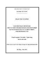 Giải pháp hạn chế rủi ro cho vay đối với khách hàng doanh nghiệp tại ngân hàng đầu tư và phát triển, chi nhánh hải vân 