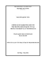 Chính sách marketing đối với thị trường khách quốc tế tại trung tâm dịch vụ lữ hành hải âu 