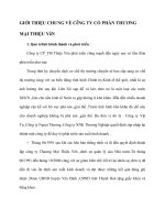 GIỚI THIỆU CHUNG VỀ CễNG TY CỔ PHẦN THƯƠNG MẠI THIỆU YấN