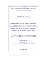 [Luận văn]nghiên cứu đáp ứng miễn dịch của gà tại một số cơ sở chăn nuôi gà giống quốc gia được sử dụng vaccine phòng chống cúm gia cầm h5n1 