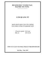 Hợp nhất báo cáo tài chính tại tổng công ty khánh việt 