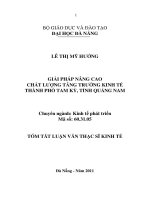 Giải pháp nâng cao chất lượng tăng trưởng kinh tế thành phố tam kỳ, tỉnh quảng nam  
