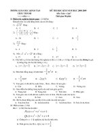 Bài soạn Đề thi HK II_08-09_Toán 7 có đáp án