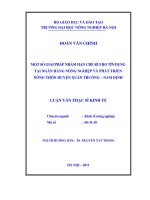 Một số giải pháp nhằm hạn chế rủi ro tín dụng tại nhân hàng nông nghiệp và phát triển nông thôn huyện xuân trường nam định; 