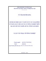Đánh giá hiệu quả và đề xuất các loại hình sử dụng đất cho sản xuất nông nghiệp trên địa bàn huyện nghĩa hưng tỉnh nam định
