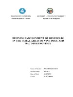 Môi trường kinh doanh của các hộ kinh doanh cá thể khu vực nông thôn vĩnh phúc và bắc ninh 