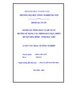 Đánh giá tính chất và đề xuất hướng sử dụng các nhóm đất mặn, phèn huyện hoà bình   tỉnh bạc liêu 