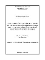 Tăng cường công tác kiểm soát nội bộ đối với doanh thu và chi phí kinh doanh dịch vụ tại ngân hàng nông nghiệp và phát triển nông thôn bình định 