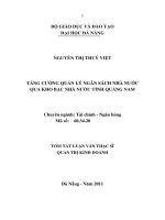 Tăng cường quản lý ngân sách nhà nước qua kho bạc nhà nước tỉnh quảng nam 