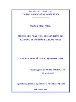 Luận văn một số giải pháp tiêu thụ sản phẩm bia tại công ty cổ phần bia rượu VIGER 