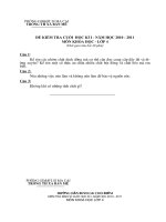 Gián án Đề kiểm tra cuối học kì I môn KH-LS&ĐL lớp 1,2,3,4