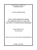 Tăng cường kiểm soát nội bộ chu trình bán hàng và thu tiền tại công ty cổ phần petec bình định 
